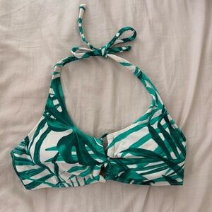 Green and White Halter Bikini Top
